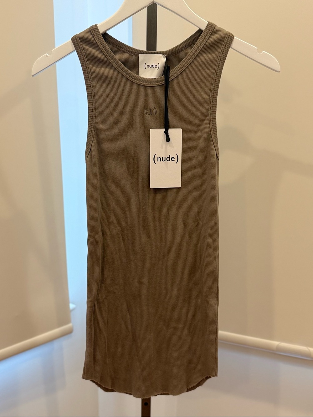 (nude) Ribbed Jersey Tank Top W/Logo - Mink